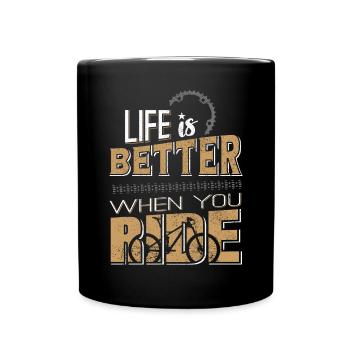 MTB Mountainbike Downhill Enduro Berge Geschenk - Tasse einfarbig - Schwarz - Vorne