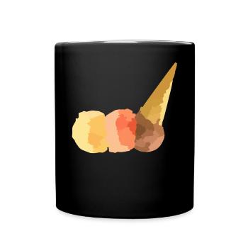 Summer ice cream - 3 scoops vanilla strawberry & chocolate - Full Colour Mug - black - Front