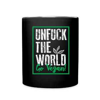 unfuck the world go vegan - Mug uni - noir - Devant