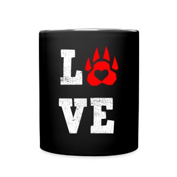 Hund Love Pfote Liebe Haustier Herz Geschenk - Tasse einfarbig - Schwarz - Vorne