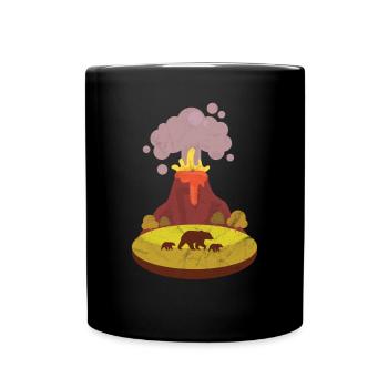 Volcano Gift Lava Volcanic Eruption Comic Bear Animal - Full Colour Mug - black - Front