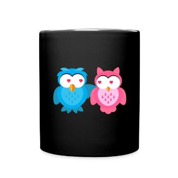 Kindermotiv verliebt Eulen Kindershirt Eule - Tasse einfarbig - Schwarz - Vorne