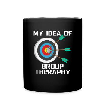 Bogenschießen Therapie - Tasse einfarbig - Schwarz - Vorne