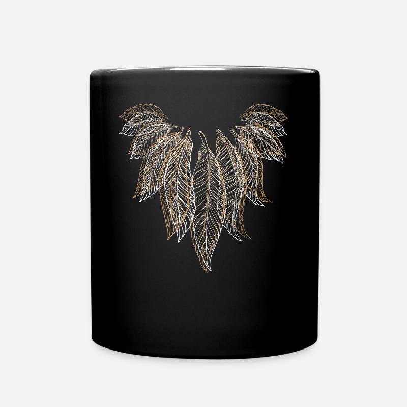 Feathers leaves talisman dream catcher - Full Colour Mug - black
