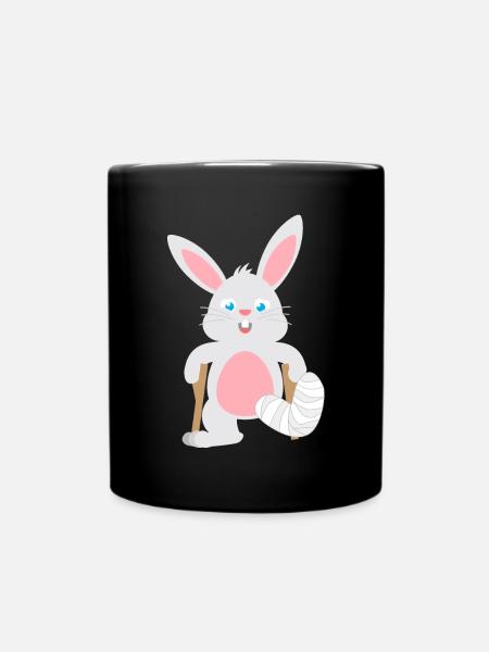 Children's shirt Rabbit with gypsum leg Animal Hare - Full Colour Mug - black