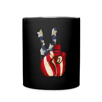 Peace Flag Sign's Awesome July 4th Freedom - Full Colour Mug - black - Front