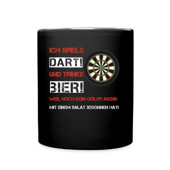 Dart und Bier - Tasse einfarbig - Schwarz - Vorne