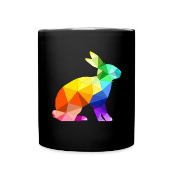 Polygon Hase Geschenk - Tasse einfarbig - Schwarz - Vorne