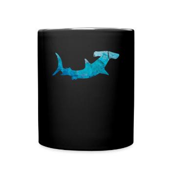 Hai Geschenk Hammerhai Fisch Meer Sohn Zoo Kontur - Tasse einfarbig - Schwarz - Vorne