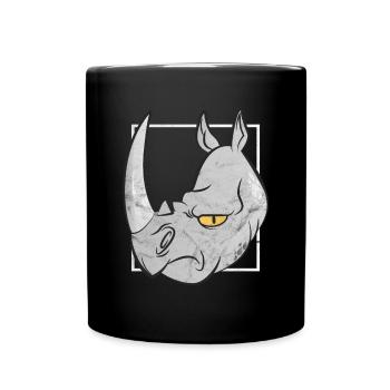 Cartoon Rhino Zoo Son Daughter Gift Rhino - Full Colour Mug - black - Front