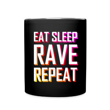 EAT SLEEP RAVE REPEAT Festival 3D Schrift - Tasse einfarbig - Schwarz - Vorne