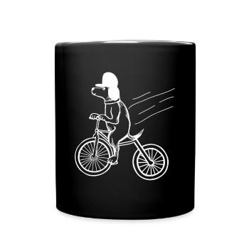 Chien, faire du vélo - Mug uni - noir - Devant