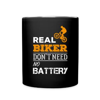 REAL BIKER NO BATTERY I mountain bike e-bike MTB - Full Colour Mug - black - Front