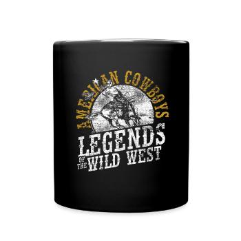 Amerikanischer Cowboy - Tasse einfarbig - Schwarz - Vorne