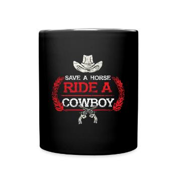 Cowboy Wilder Westen USA Pferd Western - Tasse einfarbig - Schwarz - Vorne