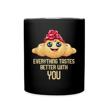 Croissant jam love gift idea breakfast - Full Colour Mug - black - Front