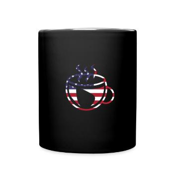 Coffee cup american flag caffeine stars stripes - Full Colour Mug - black - Front