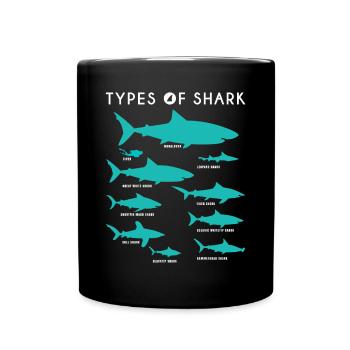 Types de cadeaux de chemise de requin styles de requin - Mug uni - noir - Devant