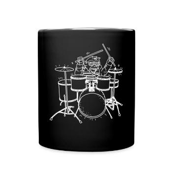 Musiker Drummer Geschenk für Schlagzeuger Drums - Tasse einfarbig - Schwarz - Vorne
