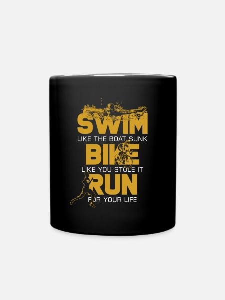 Swim Bike Run - Tasse einfarbig - Schwarz