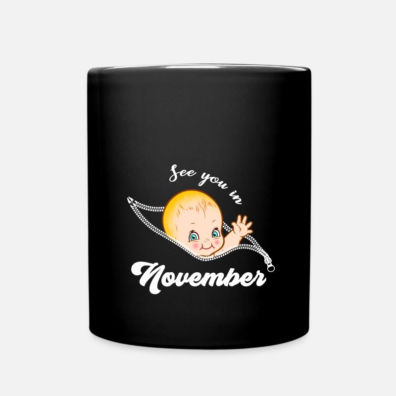 Schwangerschaft Schwanger November Geschenkidee - Tasse einfarbig - Schwarz