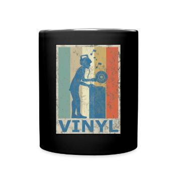 Retro Vintage Style DJ Deejee Vinyl Schallplatte - Tasse einfarbig - Schwarz - Vorne