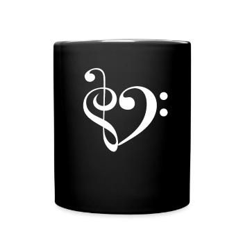 Musik Herz - Tasse einfarbig - Schwarz - Vorne