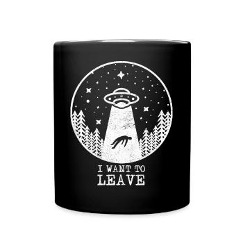 UFO Vintage Entfuehrung Alien - Tasse einfarbig - Schwarz - Vorne