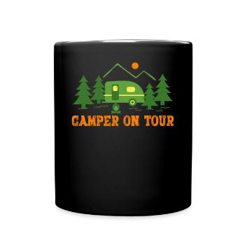 Camping Wohnwagen - Tasse einfarbig - Schwarz - Vorne
