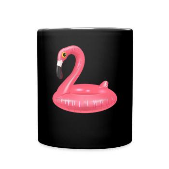Flamingo Schwimmring Sommer Sonne Schwimmen Pink - Tasse einfarbig - Schwarz - Vorne