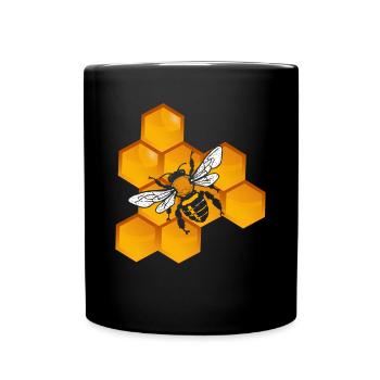 Abeille abeille apiculteur nid d'abeille chemise cadeau - Mug uni - noir - Devant