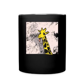 Giraffe Tier Zunge Zoo Rosa Illustration lustige - Tasse einfarbig - Schwarz - Vorne
