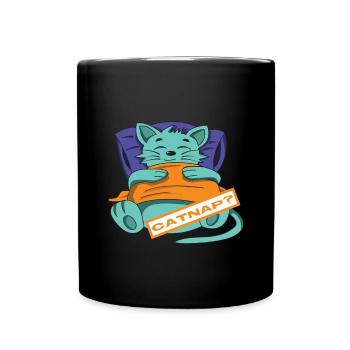 Katze Schlafen Cat Nap Haustier Bett - Tasse einfarbig - Schwarz - Vorne