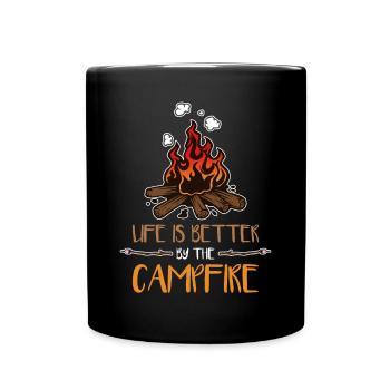 Campfire Camping Camper Nature Tent Gift - Full Colour Mug - black - Front