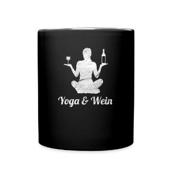 Yoga and wine - Full Colour Mug - black - Front