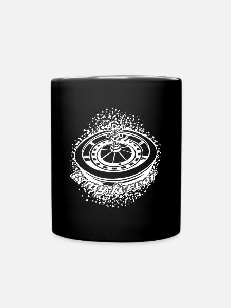 Roulette Glücksspiel Casino Kugel Zahlen - Tasse einfarbig - Schwarz