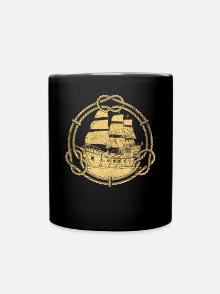 Bateau Bateau à voile Bateau Pirate Pirate Retro - Mug uni - noir
