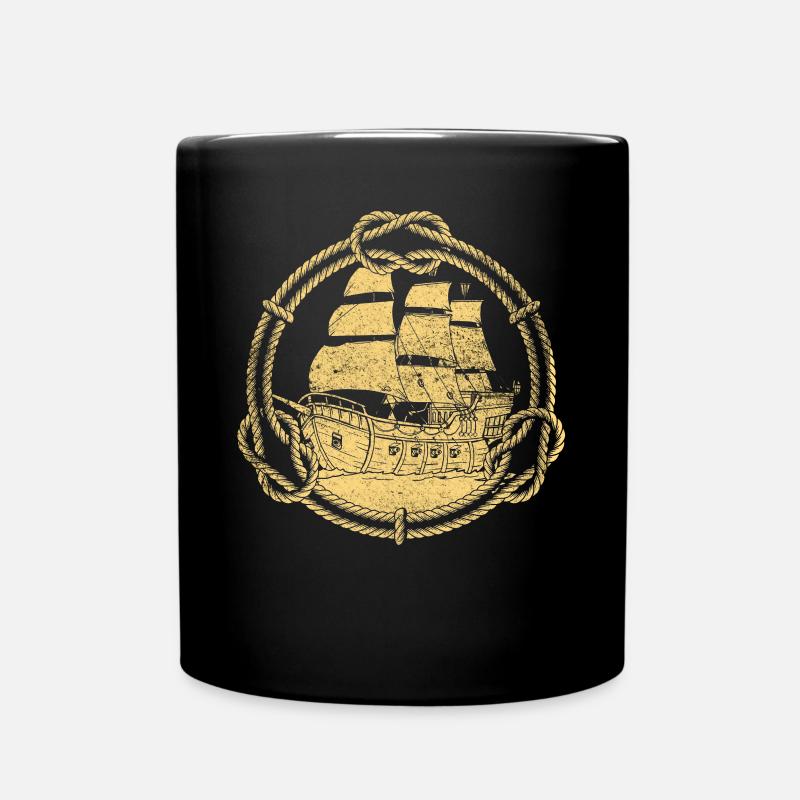 Bateau Bateau à voile Bateau Pirate Pirate Retro - Mug uni - noir