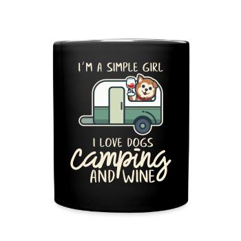 Je suis une fille simple J'aime les chiens, le camping et le vin - Mug uni - noir - Devant