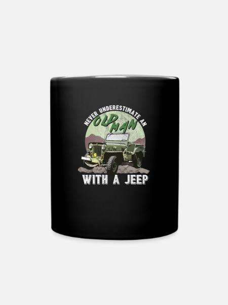 Old Man With A Jeep - Full Colour Mug - black