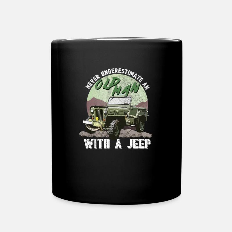 Vieil homme avec une jeep - Mug uni - noir