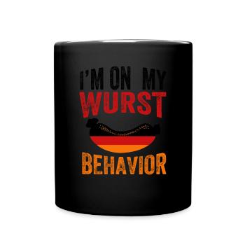 Iam sur mon comportement de saucisse - Mug uni - noir - Devant