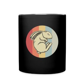 Hase Kaninchen Retro Vintage Geschenk - Tasse einfarbig - Schwarz - Vorne