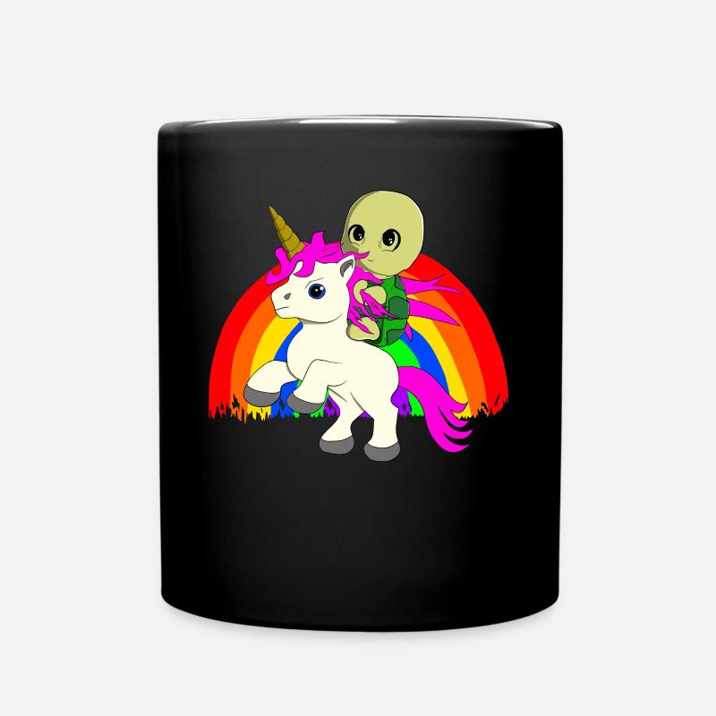Max die Schildröte reitet ein Einhorn - Tasse einfarbig - Schwarz