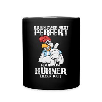 Chicken chickens henhouse egg Colorful hen cock - Full Colour Mug - black - Front