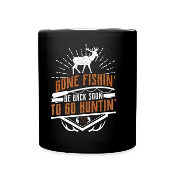 Gone fishin' be back soon to go huntin' - Mug uni - noir - Devant
