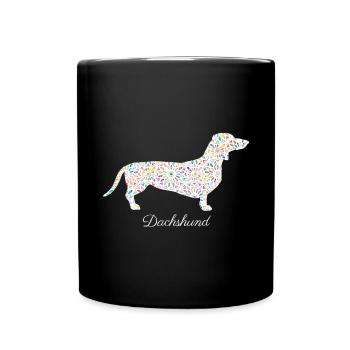 Dachshund Mandala (0064) - Tasse einfarbig - Schwarz - Vorne