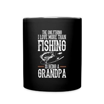 Angler Fish Fishing Grandpa, fishing grandpa - Full Colour Mug - black - Front