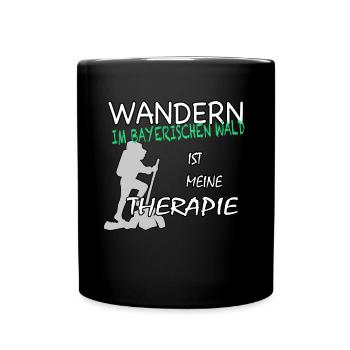 Wandern im Bay Wald ist meine Therapie - Tasse einfarbig - Schwarz - Vorne
