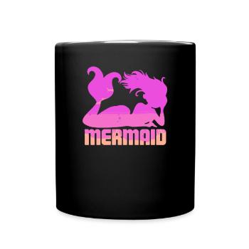 Meerjungfrau Seejungfrau Nixe Märchen - Tasse einfarbig - Schwarz - Vorne